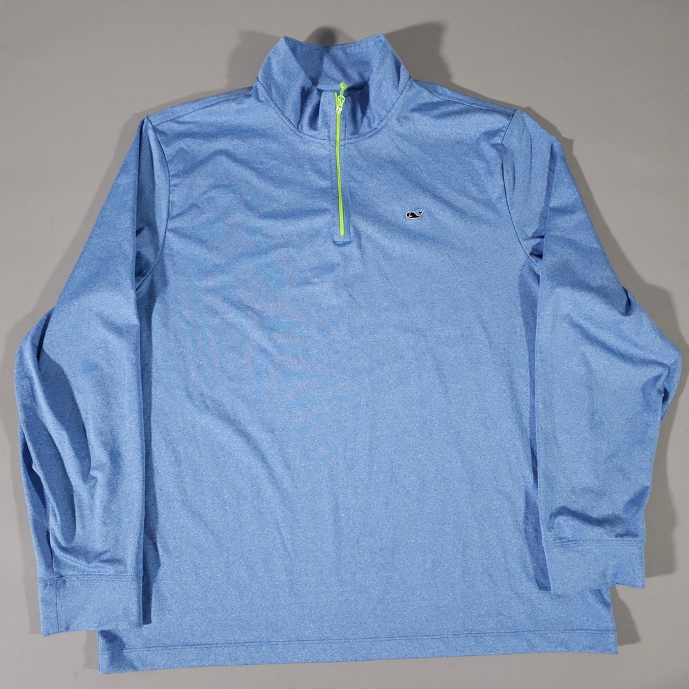 Vineyard Vines Performance Pullover Mens XL Blue 1/4 Zip 1K6055 Heathered Golf